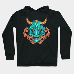 oni mask red green cloud big fang Hoodie